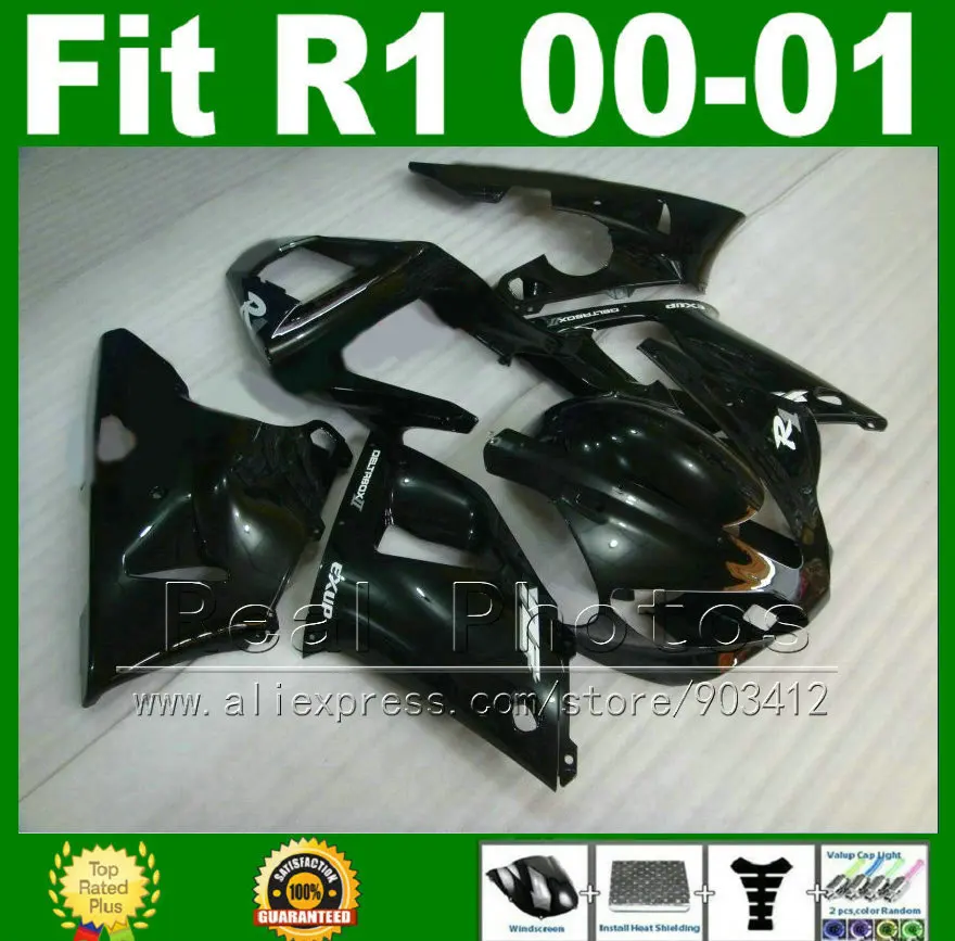 

DIY black Fairings for YAMAHA YZF R1 2000 2001 plastic kit YZFR1 00 01 YZF1000 bodywork fairing kits part UE11