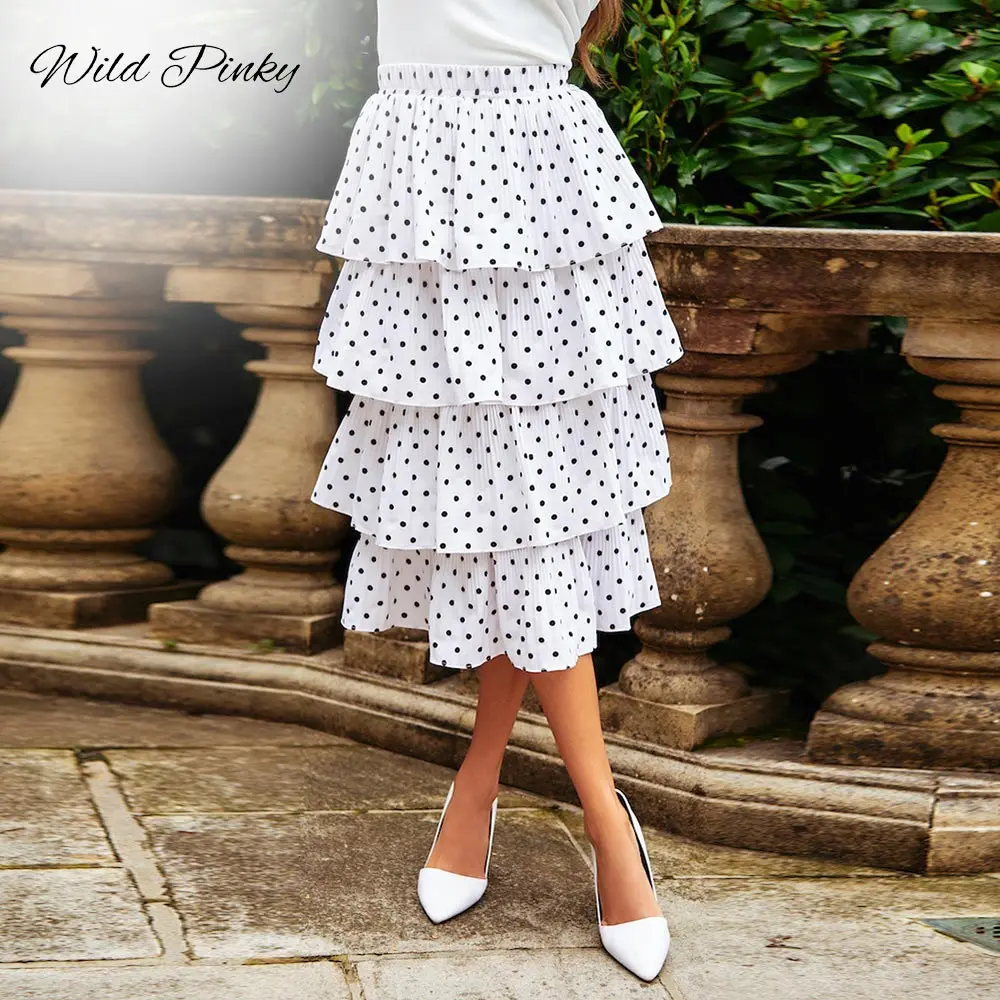 WildPinky Polka Dot Black Pleated Long Skirt Women Layered Ruffle White Skirt Female Summer Beach Party Cake Skirts Plus Size
WildPinky Polka Dot Black Pleated Long Skirt Women Layered Ruffle White Skirt Female Summer Beach Party Cake Skirts Plus Size
