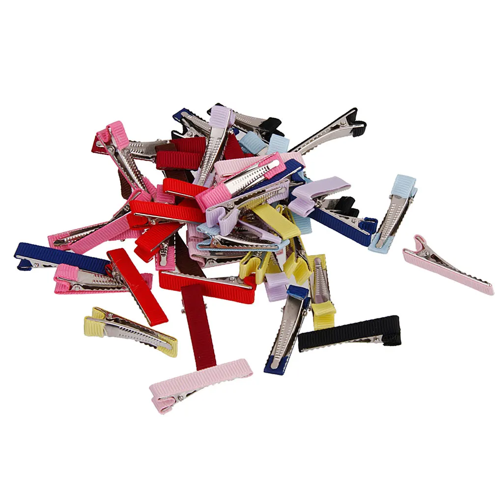 50Pcs/Pack Colorful Headwear Stain Coverd Hair Section Clip Hair Duck-Bill Clips for Baby Kids Children Girls Accs