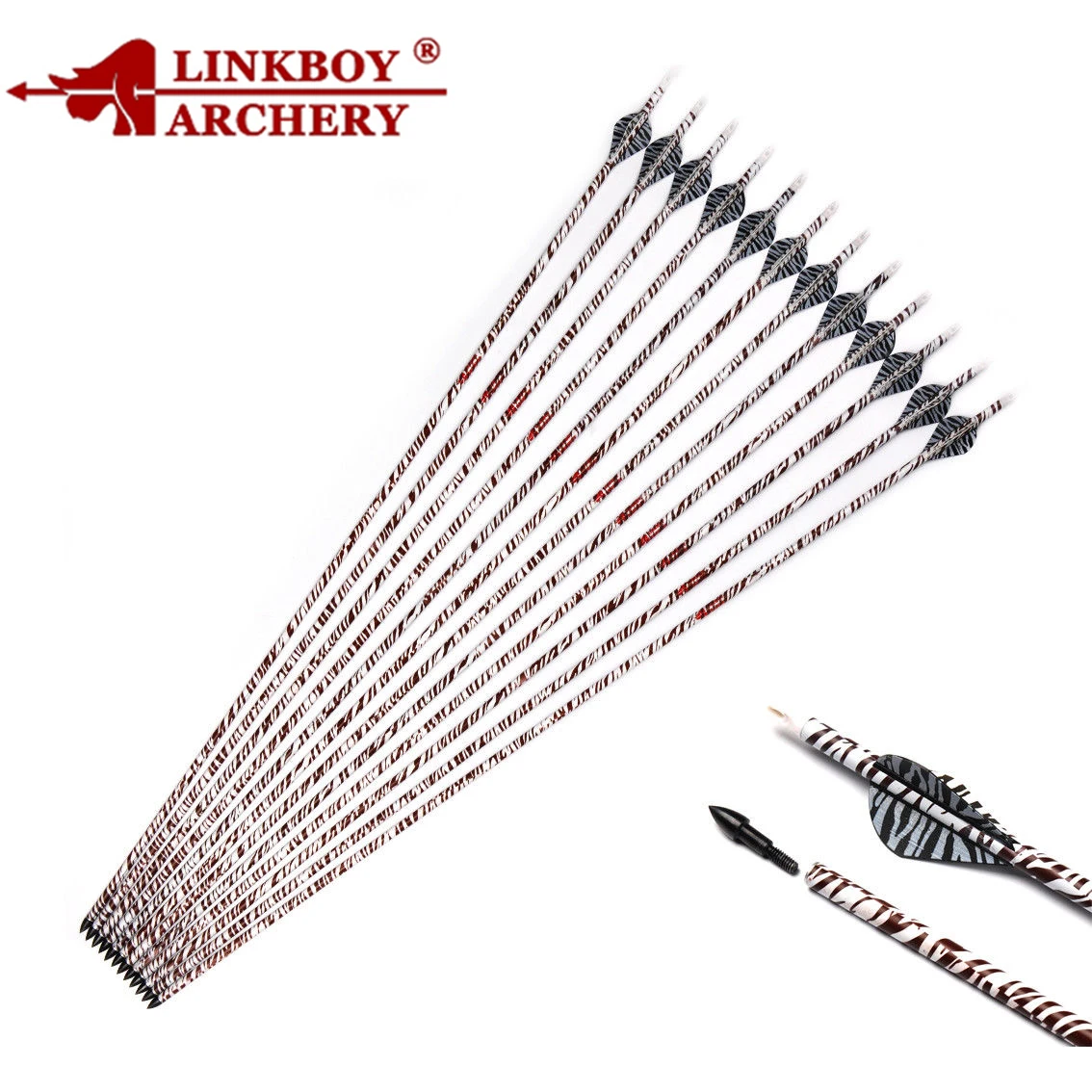 6/12PCS New Spine 400 Zebra Pattern Carbon Arrow Shaft 32'' ID6.2 2" Plastic Vanes Recurve Compound Bow Hunting Shooting Archery
6/12PCS New Spine 400 Zebra Pattern Carbon Arrow Shaft 32'' ID6.2 2" Plastic Vanes Recurve Compound Bow Hunting Shooting Archery