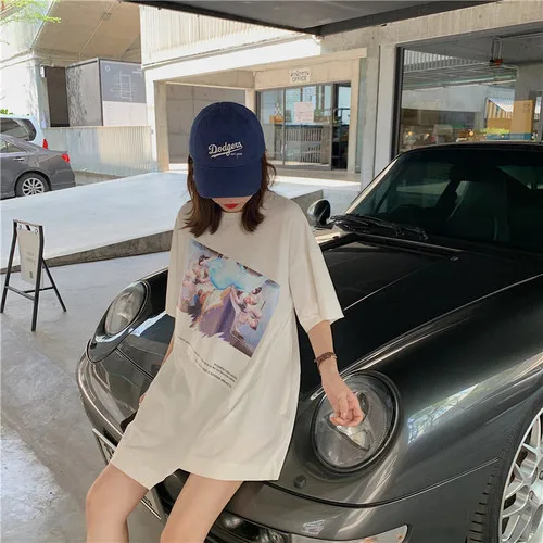 Character Printed Casual Loose All Match Fashion 2019 Summer Cotton White Short Sleeve Long Design Top Oversize T-shirt
Character Printed Casual Loose All Match Fashion 2019 Summer Cotton White Short Sleeve Long Design Top Oversize T-shirt