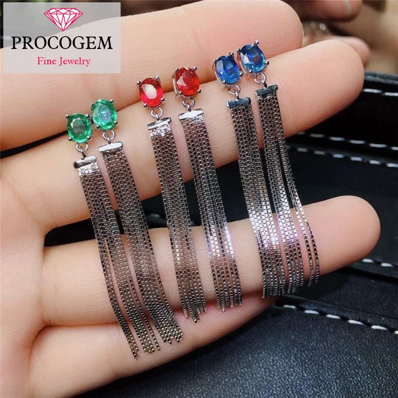 Natural Sapphire Drop Earrings for Lady Party Gifts 0.5ctx2 Genuine gems Fine Tassels eardrop 925 Sterling silver wholesale #279
Natural Sapphire Drop Earrings for Lady Party Gifts 0.5ctx2 Genuine gems Fine Tassels eardrop 925 Sterling silver wholesale #279