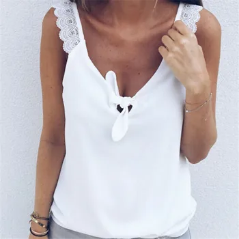 Fashion Women V-Neck Lace Top Elegant Sexy Solid Sleeveless Summer Vest Loose Tank debardeur femme Tank Lady Tee camisa feminina
Fashion Women V-Neck Lace Top Elegant Sexy Solid Sleeveless Summer Vest Loose Tank debardeur femme Tank Lady Tee camisa feminina