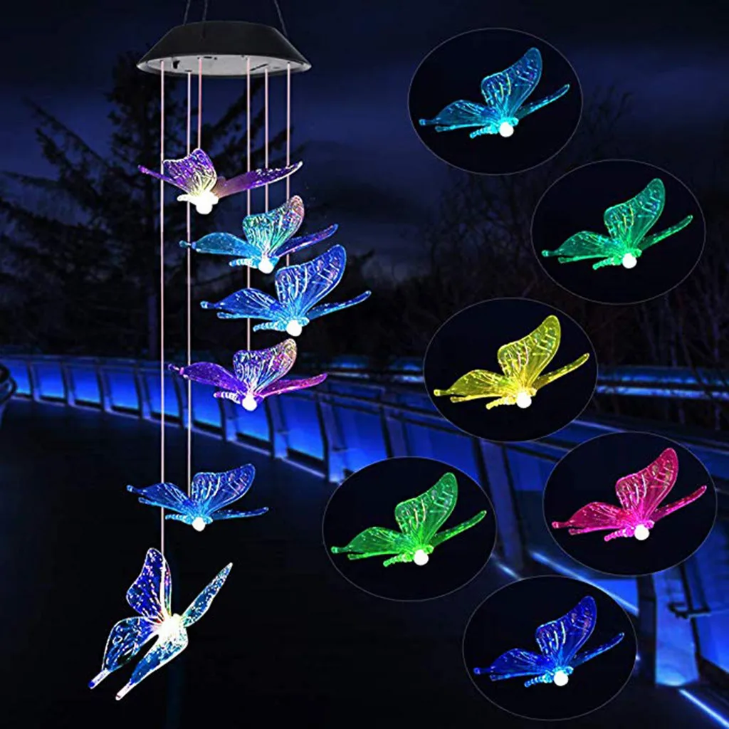 Energy Efficient Solar Color Changing LED Butterfly Wind Chimes Balcony Child Room Decor Garden Hanging Light Lamp Decoration
Energy Efficient Solar Color Changing LED Butterfly Wind Chimes Balcony Child Room Decor Garden Hanging Light Lamp Decoration