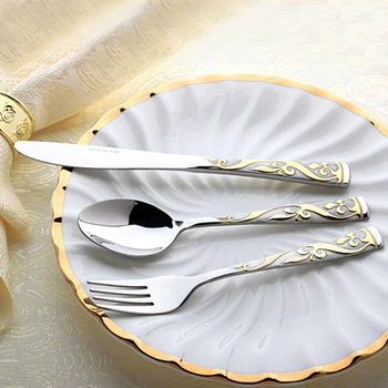 Gold 304 Stainless Steel Steak Knife Fork Spoon Ktchen Western Tableware Gold Portable 3pcs Stainless Steel Cutlery Set D6J05
Gold 304 Stainless Steel Steak Knife Fork Spoon Ktchen Western Tableware Gold Portable 3pcs Stainless Steel Cutlery Set D6J05