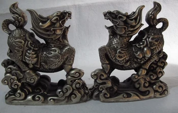 Chinese folk classicality white bronze silver foo dog kylin lion fengshui Statue
Chinese folk classicality white bronze silver foo dog kylin lion fengshui Statue