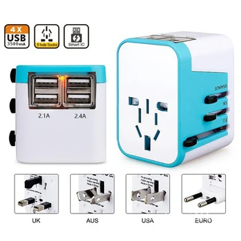 LEORY 4 USB Port Travel Plug Adapter All in One AU US UK EU Plug Power Socket Adapter 4 USB Charging DC 5V 2.4A 3500mA Adapter
LEORY 4 USB Port Travel Plug Adapter All in One AU US UK EU Plug Power Socket Adapter 4 USB Charging DC 5V 2.4A 3500mA Adapter