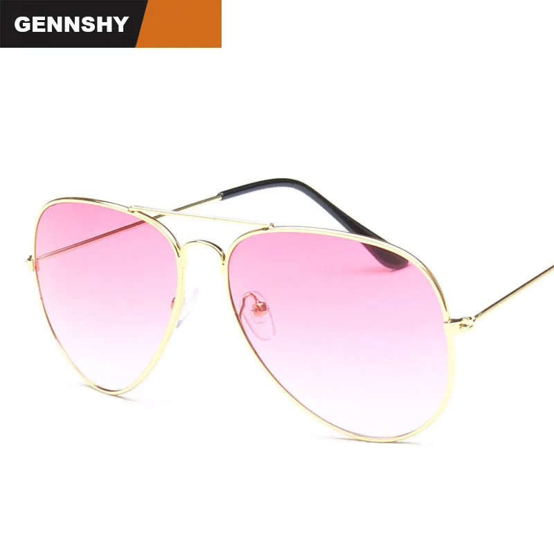 

2017 Fashion Aviator Sunglasses Women Men Gradient Ocean Lenses Pilot Sun Glasses Lady Brand Design Silver Frame UV Protective