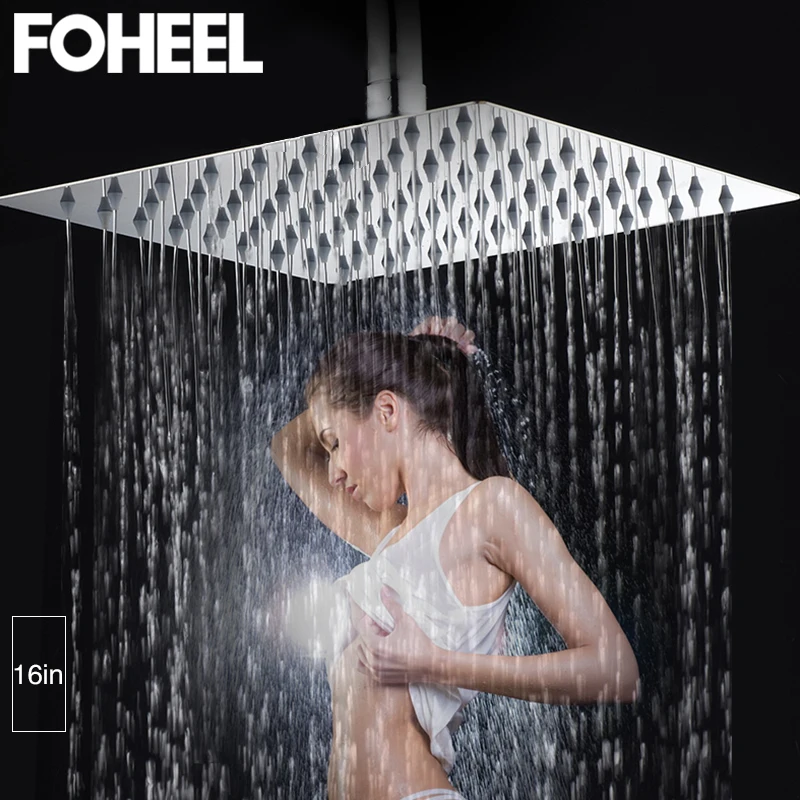 FOHEEL Square 16 inch 40cm*40cm Rainfall Shower Head Stainless Steel Polished Chrome Bathroom Square Rainfall Shower Heads
FOHEEL Square 16 inch 40cm*40cm Rainfall Shower Head Stainless Steel Polished Chrome Bathroom Square Rainfall Shower Heads