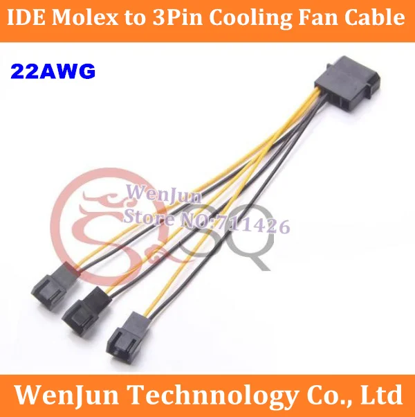 Лучшая цена для IDE Molex к 3-портовому охлаждающему вентилятору 3-контактный разъем