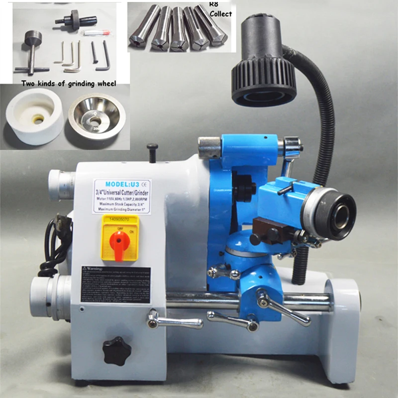 CE 220V U3 R8 Collets Universal Cutter Grinder Drill Sharpener Sharpening Machine for End Mill Universal Grinder Grinding Tool
CE 220V U3 R8 Collets Universal Cutter Grinder Drill Sharpener Sharpening Machine for End Mill Universal Grinder Grinding Tool