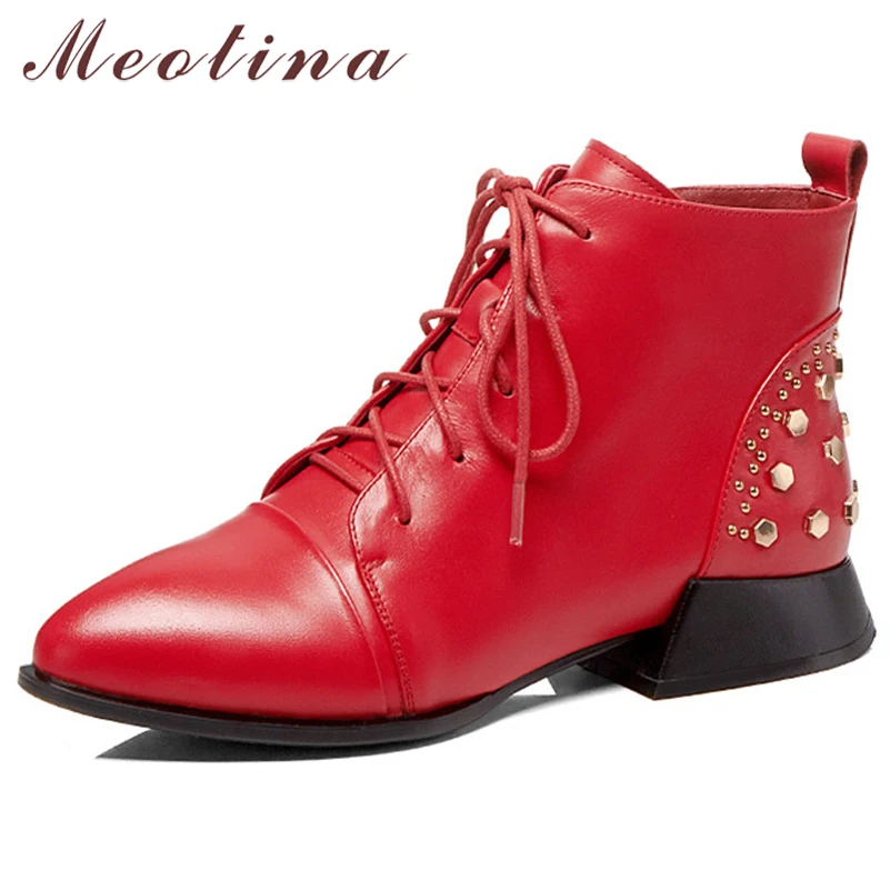Meotina Genuine Leather Ankle Boots Women Real Leather Rivets Flat Short Boots Zip Pointed Toe Lady Shoes Autumn Winter Boots 43
Meotina Genuine Leather Ankle Boots Women Real Leather Rivets Flat Short Boots Zip Pointed Toe Lady Shoes Autumn Winter Boots 43