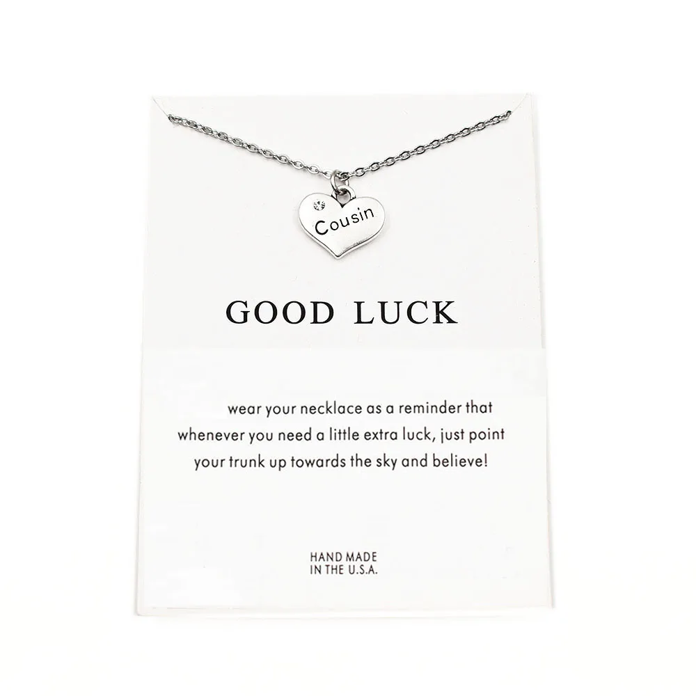 Alloy Heart Cousin Pendant Card Necklace With Stainless Steel Chain 2019 Friendship Necklace 10PCS
Alloy Heart Cousin Pendant Card Necklace With Stainless Steel Chain 2019 Friendship Necklace 10PCS