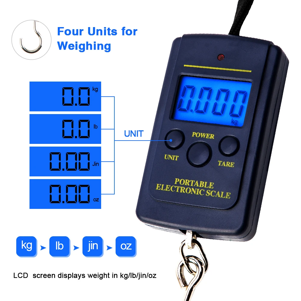 40/50KG Mini Electronic Digital Scale Portable Hanging Fishing Hook Pocket Weighing Scales Travel Weighting Steelyard Scale
40/50KG Mini Electronic Digital Scale Portable Hanging Fishing Hook Pocket Weighing Scales Travel Weighting Steelyard Scale
