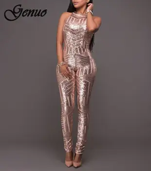 Genuo Popular Gold Sequins Jumpsuit Romper Summer Women Glitter Halter Open Back Party Jumpsuit Female Overalls Clubwear
Genuo Popular Gold Sequins Jumpsuit Romper Summer Women Glitter Halter Open Back Party Jumpsuit Female Overalls Clubwear