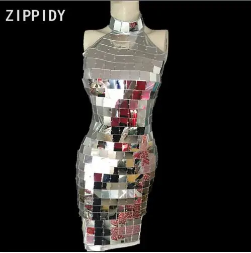 Silver Full Sequins Sleeveless Bright Dress Sexy Mirror Birthday Party Celebrate Dress Women Singer Dancer Wear DJ Dress
Silver Full Sequins Sleeveless Bright Dress Sexy Mirror Birthday Party Celebrate Dress Women Singer Dancer Wear DJ Dress