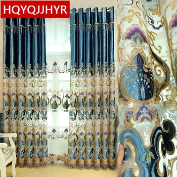 European classic luxury flannel curtains for Living Room high-end custom blue embroidered curtains for Bedroom/Kitchen
European classic luxury flannel curtains for Living Room high-end custom blue embroidered curtains for Bedroom/Kitchen