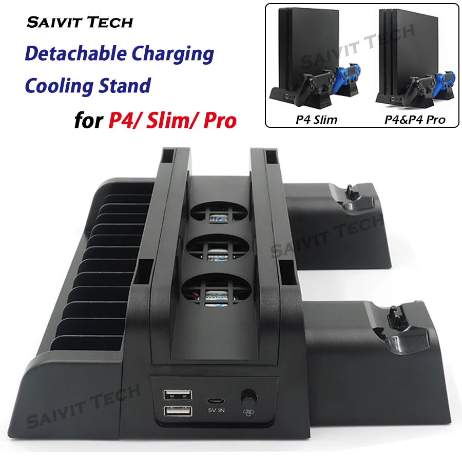 Multifunction PS4 Vertical Stand Detachable Cooling Dock+Disc Storage Holder+Dual Controller Charging Station for PS4/Slim/Pro
Multifunction PS4 Vertical Stand Detachable Cooling Dock+Disc Storage Holder+Dual Controller Charging Station for PS4/Slim/Pro