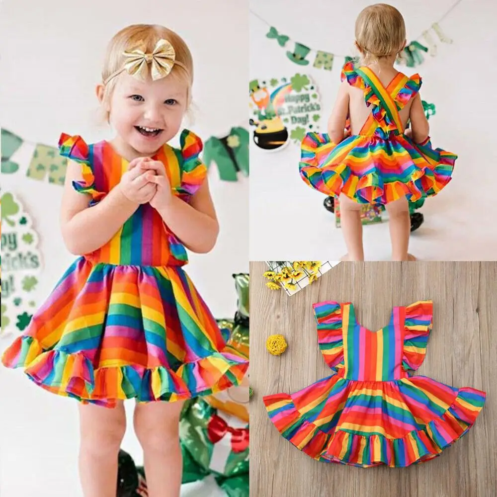 Kids Dresses For Girls Toddler Baby Kids Girls Ruffles Ruched Rainbow Stripe Dress Casual Clothes kiz cocuk elbise A1
Kids Dresses For Girls Toddler Baby Kids Girls Ruffles Ruched Rainbow Stripe Dress Casual Clothes kiz cocuk elbise A1