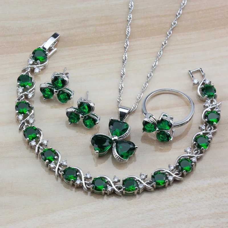 Noble Green Zircon Flower Jewelry Sets 925 Silver Stud Earrings/Necklace/Bracelet/Ring For Women Trendy Costume Accessories
Noble Green Zircon Flower Jewelry Sets 925 Silver Stud Earrings/Necklace/Bracelet/Ring For Women Trendy Costume Accessories