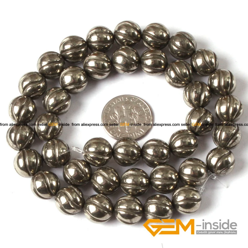 

10mm Round Spiral Irony Gray Pyrite Beads Natural Stone Beads DIY Acceories Beads For Bracelet Making Strand 15"