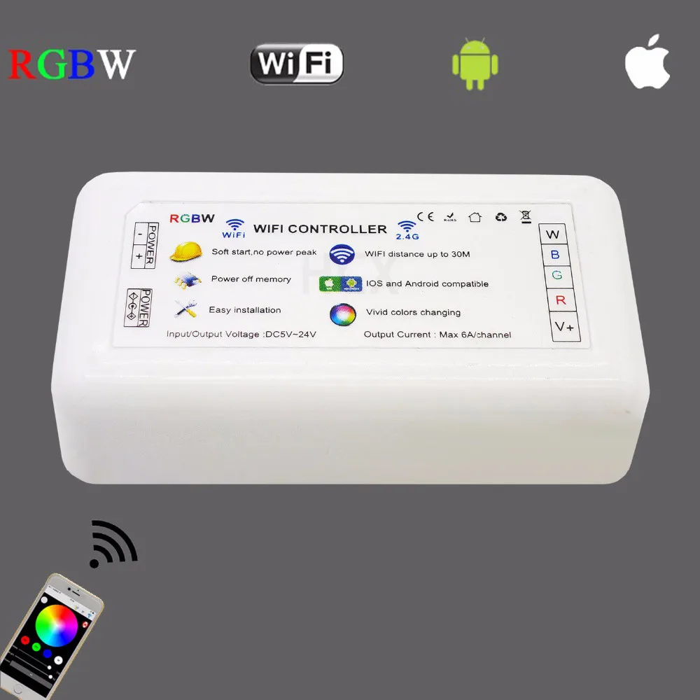 IOS Android RGBW контроллером Wi Fi iPhone WiFi управления esp8266 Встроенный 4 маршрут Max 6a/канал LED
