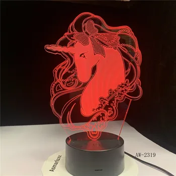 

Unicorn 3D LED Table Lamp 7 Color Change Night Light Room Decor Lustre Holiday Girlfriend Kids Toys Romantic Gift AW-2319