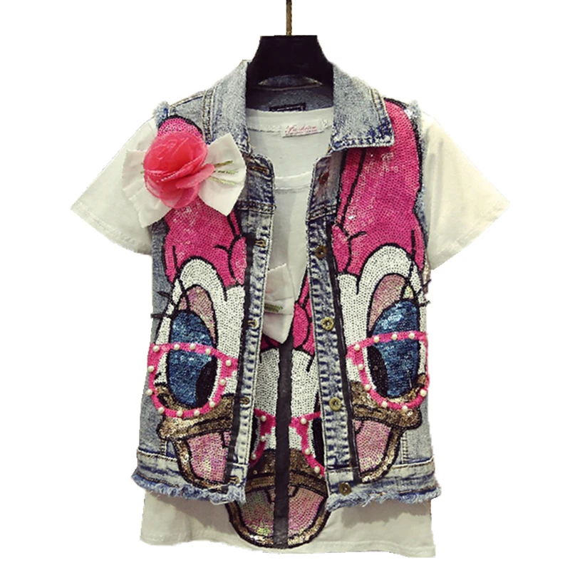 2019 Students Short Denim Jacket Coats Spring Summer Women Plus size Fashion Pink Sequin Jeans Tops Female Waistcoats Denim Vest
2019 Students Short Denim Jacket Coats Spring Summer Women Plus size Fashion Pink Sequin Jeans Tops Female Waistcoats Denim Vest