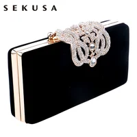 SEKUSA Clutch evening bags Crown rhinestones evening bags purse shoulder bag for wedding Diamonds Lady Purse Mini Evening Bags image