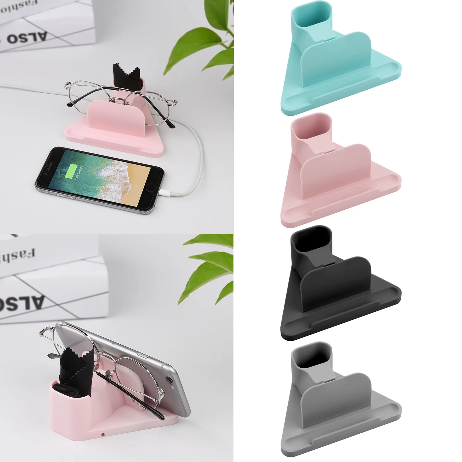 Besegad Silicone Standing Eyeglass Phone Holder Stand Gadget Storage Bracket for Nightstand Desk Home Office
Besegad Silicone Standing Eyeglass Phone Holder Stand Gadget Storage Bracket for Nightstand Desk Home Office