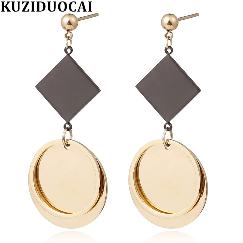 Kuziduocai New Fashion Jewelry Punk Square Dangle Circle Round Titanium Stainless Steel Statement Drop Earrings For Women E-1807
Kuziduocai New Fashion Jewelry Punk Square Dangle Circle Round Titanium Stainless Steel Statement Drop Earrings For Women E-1807