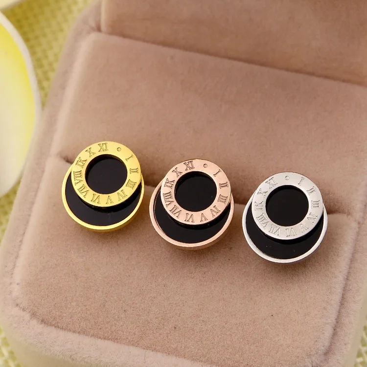 Fashion Jewelry, Roman Numeral circle middle circle black ear nail earrings, accessories titanium steel earrings wholesale
Fashion Jewelry, Roman Numeral circle middle circle black ear nail earrings, accessories titanium steel earrings wholesale