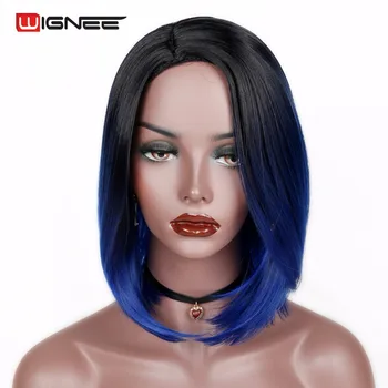 Wignee Short Bob Hair Synthetic Wigs Ombre Color Blue Glueless Cosplay Hair Wigs For Black Women Natural Heat Resistant Wigs 
Wignee Short Bob Hair Synthetic Wigs Ombre Color Blue Glueless Cosplay Hair Wigs For Black Women Natural Heat Resistant Wigs