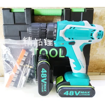 Cordless Electric Screwdriver Impact Drill Double Speed/ Percussion 48V Drill Rechargeable two Lithium-Ion Battery Power Tool
Cordless Electric Screwdriver Impact Drill Double Speed/ Percussion 48V Drill Rechargeable two Lithium-Ion Battery Power Tool