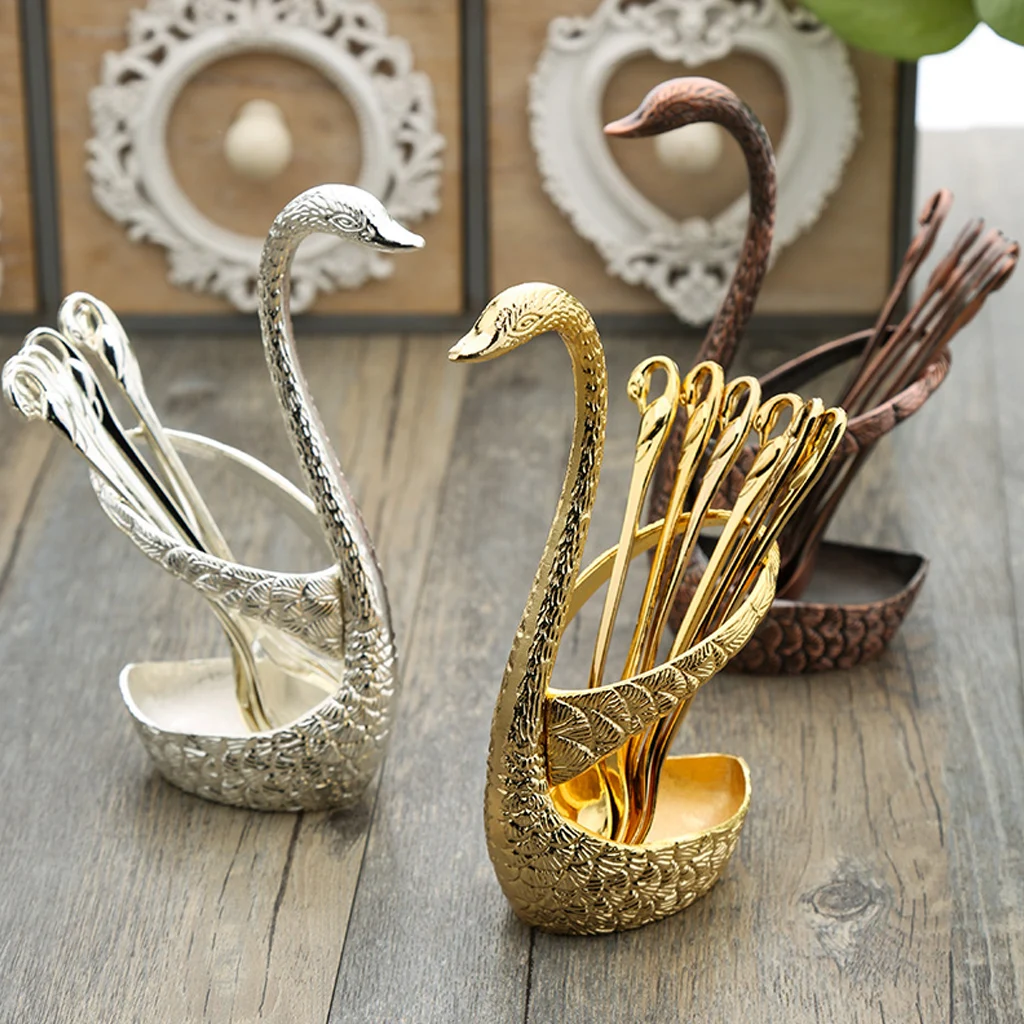 7Pcs Swan Fruit Base Holder Forks Set Stainless Steel Salad Dessert Forks Coffee Spoon Cake Tableware Zero Waste Talher Flatware
7Pcs Swan Fruit Base Holder Forks Set Stainless Steel Salad Dessert Forks Coffee Spoon Cake Tableware Zero Waste Talher Flatware