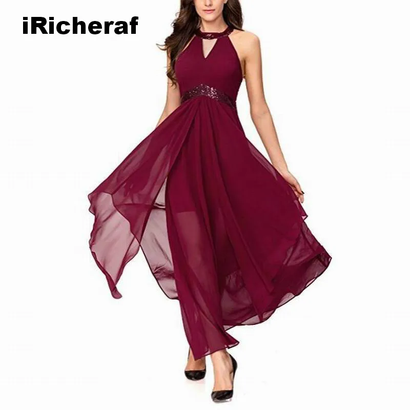 iRicheraf 2018 Women Summer V Neck Sleeveless Solid Chiffon Bodycon Party Dress Female A-line High Waist Elegant Long Dresses
iRicheraf 2018 Women Summer V Neck Sleeveless Solid Chiffon Bodycon Party Dress Female A-line High Waist Elegant Long Dresses