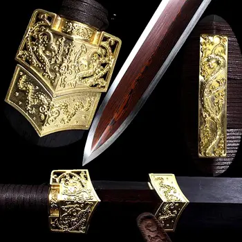 Boutique Copper Knife Fitted Chinese Sword Han Jian Full Tang Folded Red Pattern Steel Sharp Blade Ebony wood Saya
Boutique Copper Knife Fitted Chinese Sword Han Jian Full Tang Folded Red Pattern Steel Sharp Blade Ebony wood Saya
