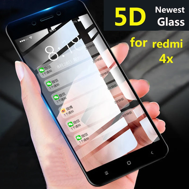 

KaiNuEn 5D Curved screen protector Tempered Glass For Xiaomi redmi 4x redmi4x 4 x for xiomi protection Film Full Cover 9h 3d 5d