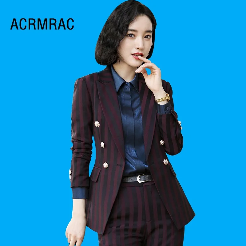 Women suits Slim autumn stripe Long sleeve jacket Pants 2-piece set OL Formal Women pants suits Woman set suits 9851
Women suits Slim autumn stripe Long sleeve jacket Pants 2-piece set OL Formal Women pants suits Woman set suits 9851