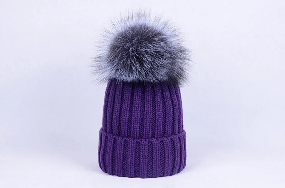 Luxurious 100% Real Silver Fox Fur Pompoms For Winter Hat 15cm Genuine Fur Pom For Bag Hats Cap Scarf Gloves (24)