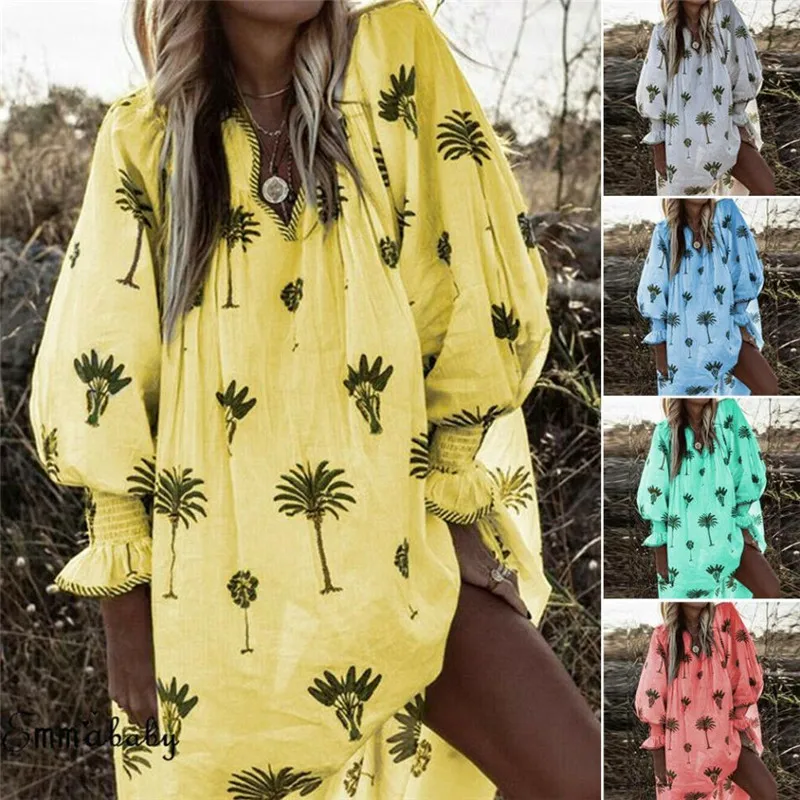 Boho Women Ladies Cotton Linen Dress Long Puff Sleeve Printed Mini Dress Summer V-Neck Women Straight Dresses Plus Size S-XXL
Boho Women Ladies Cotton Linen Dress Long Puff Sleeve Printed Mini Dress Summer V-Neck Women Straight Dresses Plus Size S-XXL