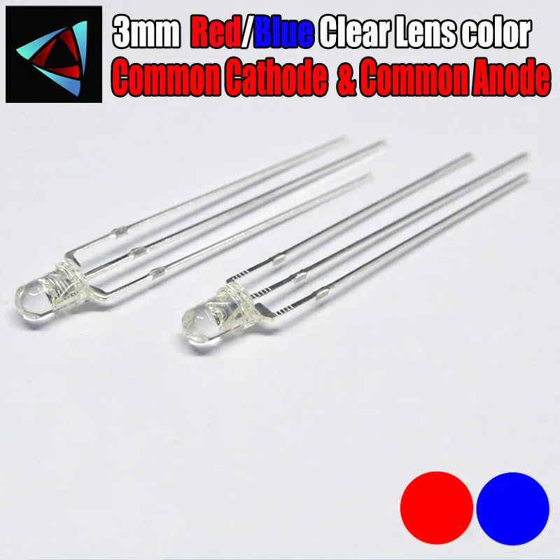 50pcs 3mm LED Diode Dual Color Red And Blue Clear Lens Common Cathode & Common Anode Round Bi-Color DIY Light Emitting Lamp
50pcs 3mm LED Diode Dual Color Red And Blue Clear Lens Common Cathode & Common Anode Round Bi-Color DIY Light Emitting Lamp