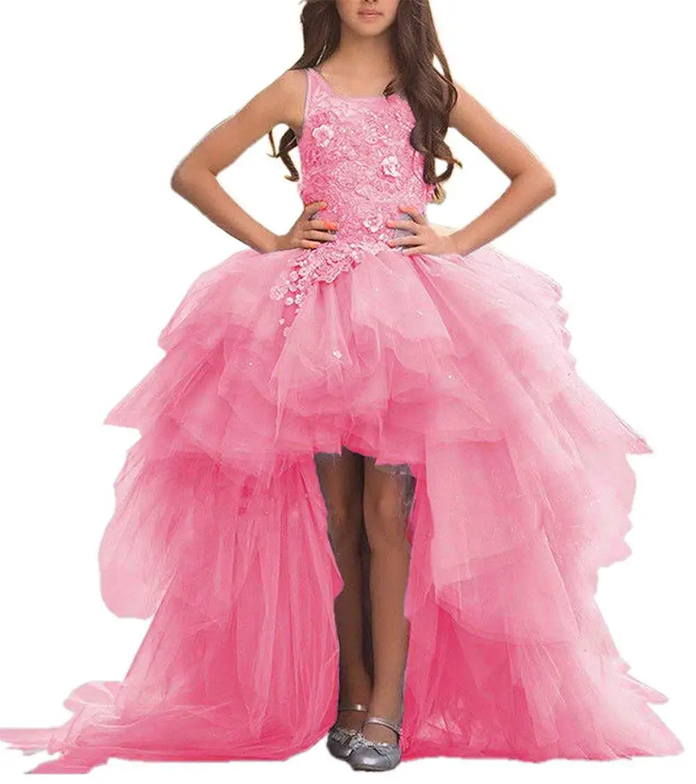 2019 Scoop Neck Flower Girls Dresses Hi Low Gowns Tiered Tulle Children Floor Length Appliques
2019 Scoop Neck Flower Girls Dresses Hi Low Gowns Tiered Tulle Children Floor Length Appliques