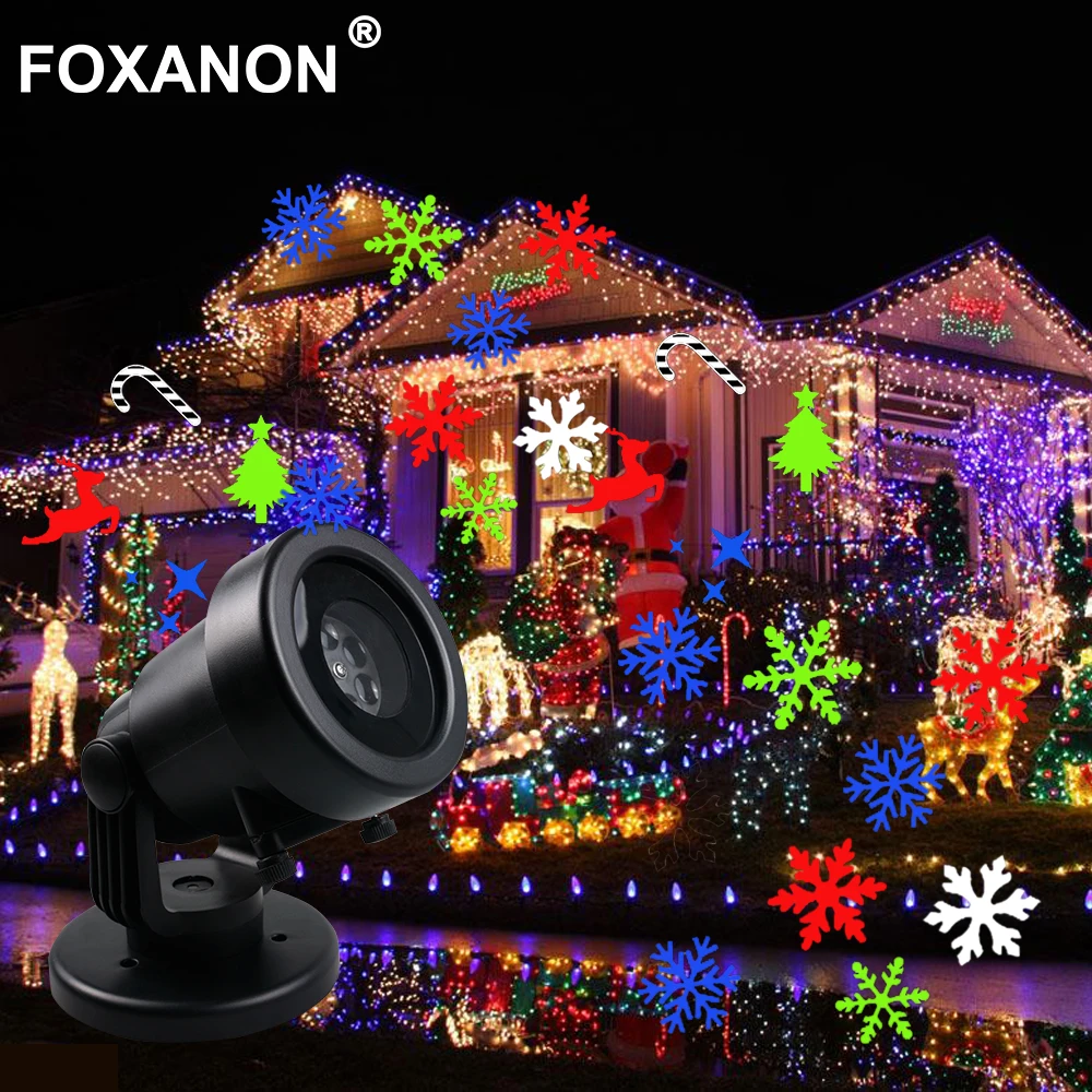 Laser Projector LED Stage Light bulb Waterproof Moving Snow Snowflake SpotLight Christmas Holiday New Year Garden