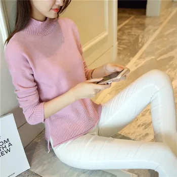 2018 Autumn And Winter Women's Wear High Necked Collar Hem Split Knitted Jersey 
2018 Autumn And Winter Women's Wear High Necked Collar Hem Split Knitted Jersey