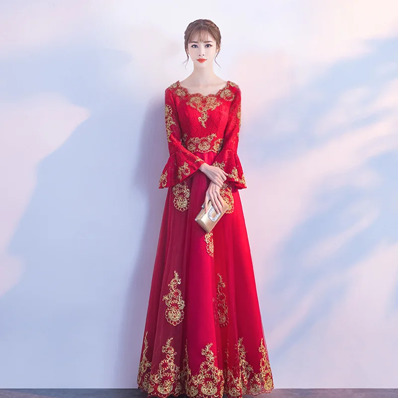 Red Lace Embroidery Oriental Style Dresses Chinese Bride Vintage Traditional Wedding Cheongsam Dress Long Qipao Plus Size XS-3XL
Red Lace Embroidery Oriental Style Dresses Chinese Bride Vintage Traditional Wedding Cheongsam Dress Long Qipao Plus Size XS-3XL