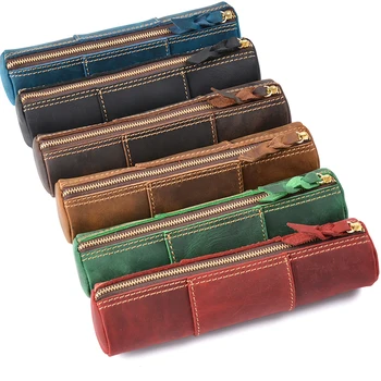 Leather zipper cylinder pen bag handmade creative stitching pencil bag storage bag retro kawaii school stationery products
Leather zipper cylinder pen bag handmade creative stitching pencil bag storage bag retro kawaii school stationery products