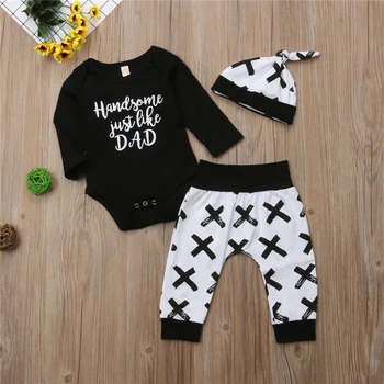 Handsome just like DAD 0-2Y Newborn Baby Boys Cotton Tops Romper Long Pants Leggings 3Pcs Outfits Clothes Autumn Winter Set
Handsome just like DAD 0-2Y Newborn Baby Boys Cotton Tops Romper Long Pants Leggings 3Pcs Outfits Clothes Autumn Winter Set