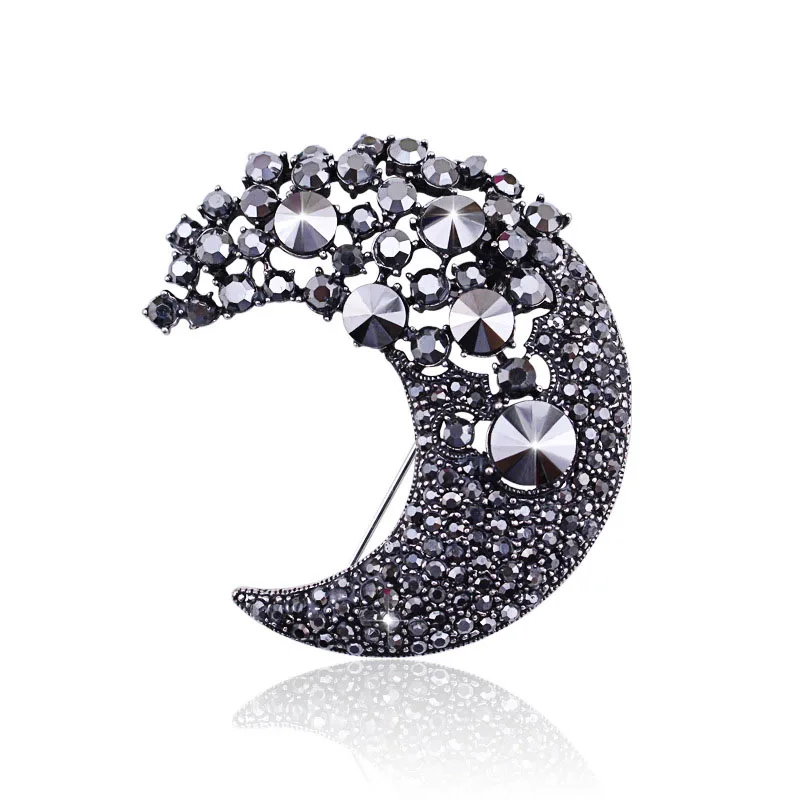 RE Vintage black rhinestone crescent moon brooch antique silver large pin badge unique scarf pins fashion women jewelry C30
RE Vintage black rhinestone crescent moon brooch antique silver large pin badge unique scarf pins fashion women jewelry C30