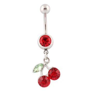 Body jewelry dangle Fruit cherries belly button rings fashion body piercing cherry navel rings Wholesale 14G Surgical Steel bar
Body jewelry dangle Fruit cherries belly button rings fashion body piercing cherry navel rings Wholesale 14G Surgical Steel bar